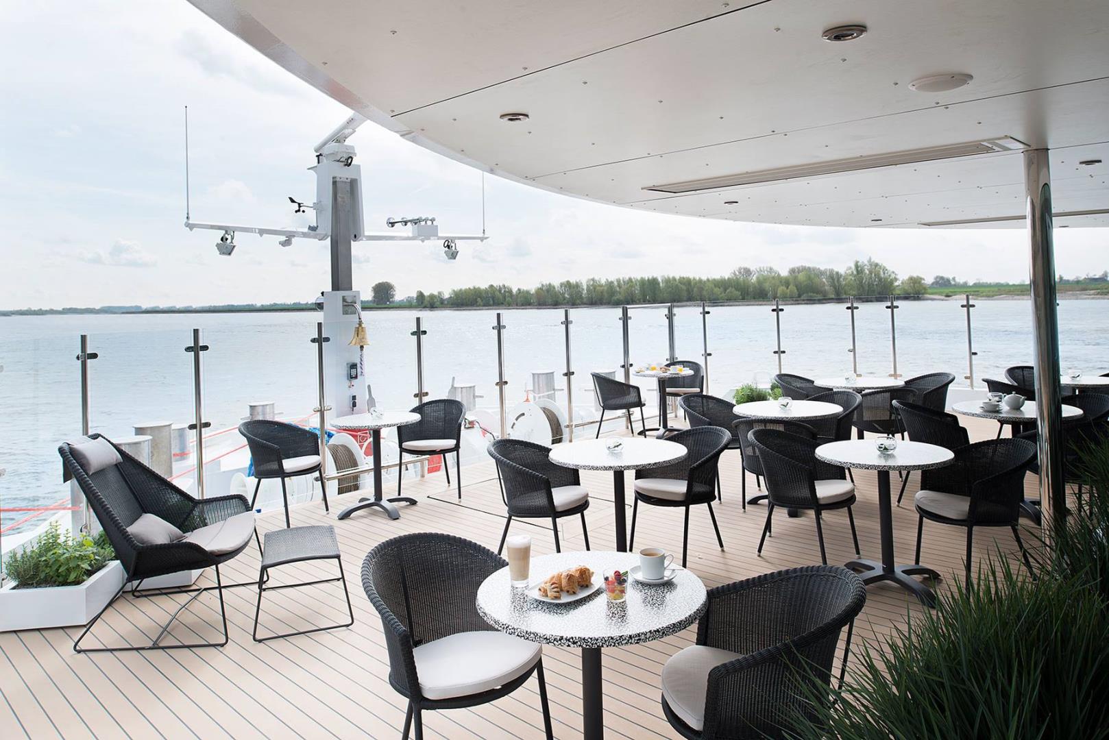 View of dining area on outdoor terrace